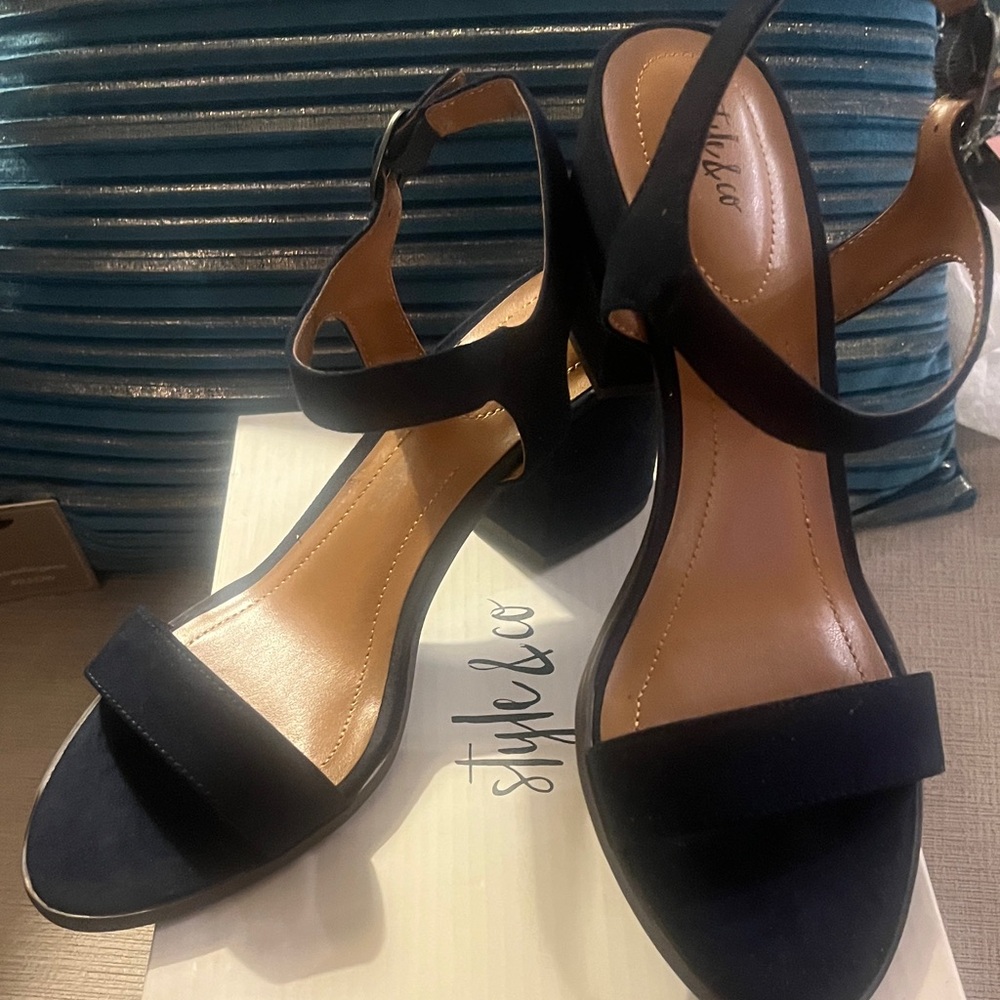 Style & Co. Navy Suede Sandals NIB